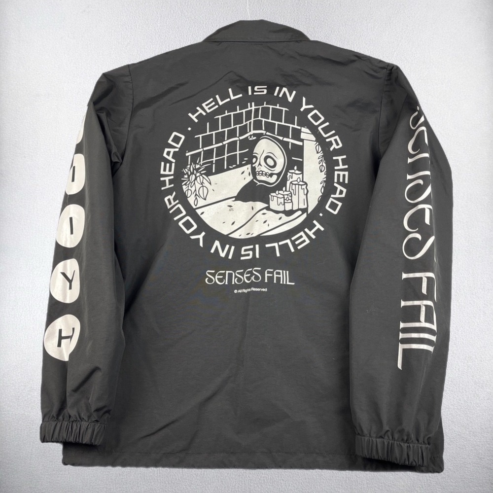 Senses Fail Windbreaker Jacket Mens Medium Black Hell Is In Your Head Band Merch - Picture 2 of 8